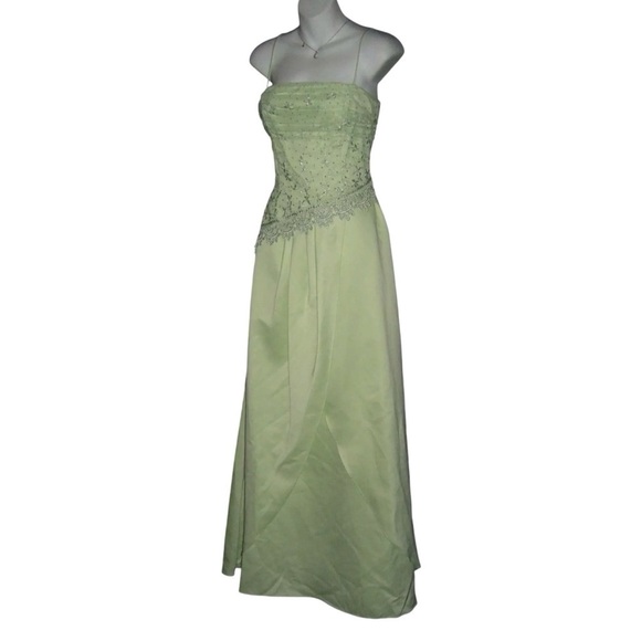 Masquerade Dress Vintage y2k Lime Green Fairy Mesh Glitter Gown Princess Pixie - Picture 4 of 16